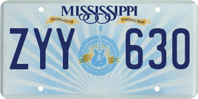 MS license plate ZYY630
