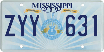 MS license plate ZYY631