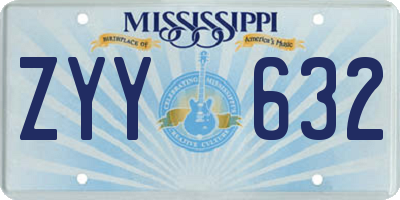 MS license plate ZYY632