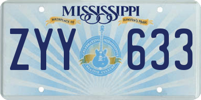 MS license plate ZYY633