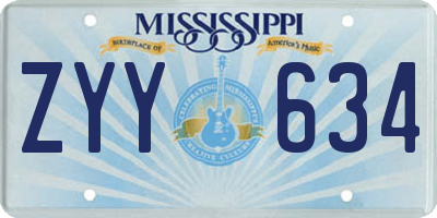 MS license plate ZYY634
