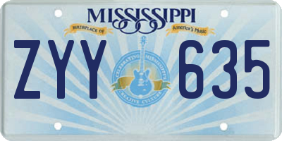 MS license plate ZYY635