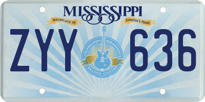 MS license plate ZYY636