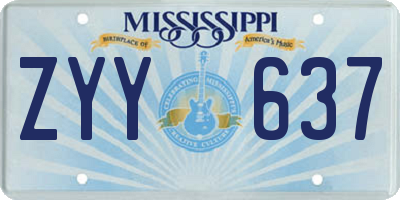 MS license plate ZYY637