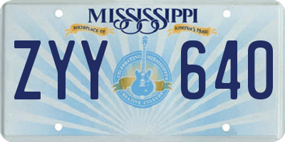 MS license plate ZYY640