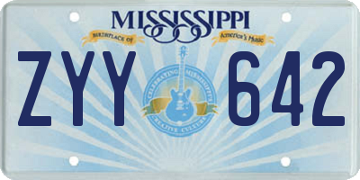 MS license plate ZYY642