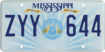 MS license plate ZYY644