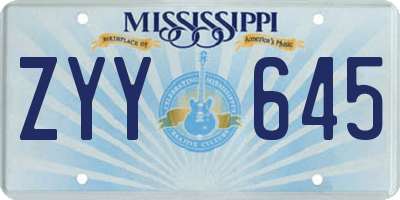 MS license plate ZYY645