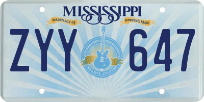 MS license plate ZYY647