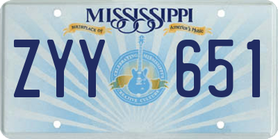 MS license plate ZYY651