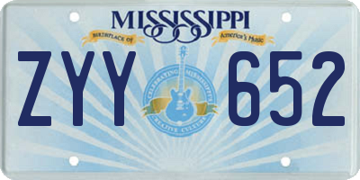 MS license plate ZYY652