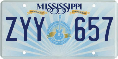 MS license plate ZYY657