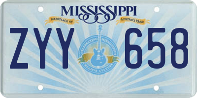 MS license plate ZYY658