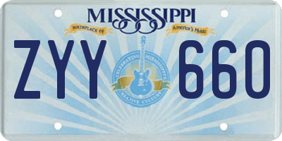 MS license plate ZYY660