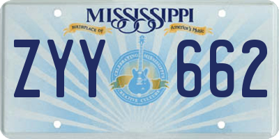 MS license plate ZYY662