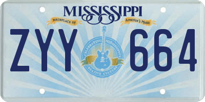 MS license plate ZYY664