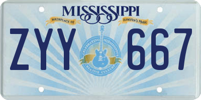 MS license plate ZYY667