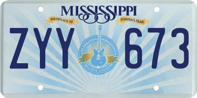 MS license plate ZYY673