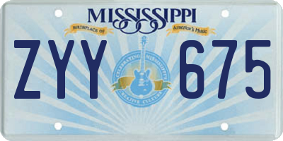 MS license plate ZYY675