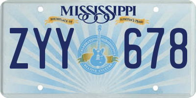 MS license plate ZYY678