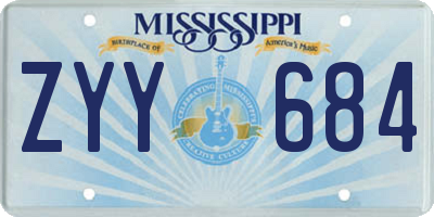 MS license plate ZYY684