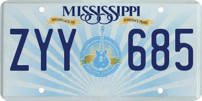 MS license plate ZYY685