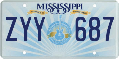 MS license plate ZYY687