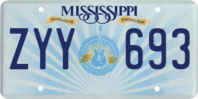MS license plate ZYY693