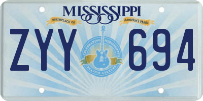 MS license plate ZYY694