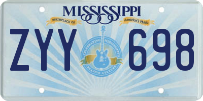 MS license plate ZYY698