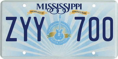 MS license plate ZYY700