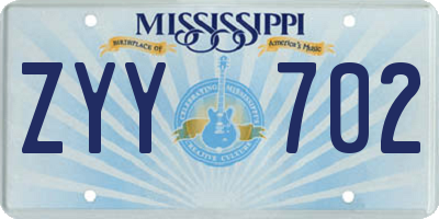MS license plate ZYY702