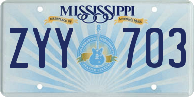 MS license plate ZYY703