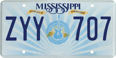 MS license plate ZYY707