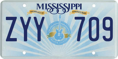 MS license plate ZYY709