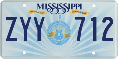 MS license plate ZYY712