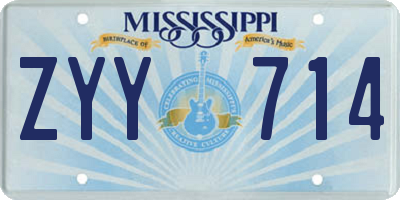 MS license plate ZYY714