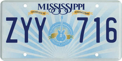 MS license plate ZYY716