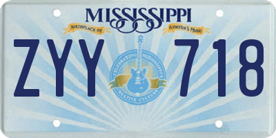 MS license plate ZYY718