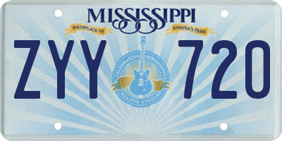 MS license plate ZYY720