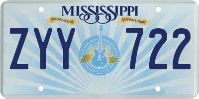 MS license plate ZYY722
