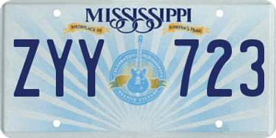 MS license plate ZYY723