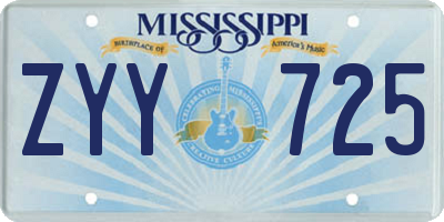 MS license plate ZYY725