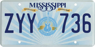 MS license plate ZYY736