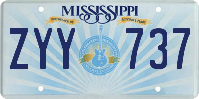 MS license plate ZYY737