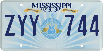 MS license plate ZYY744