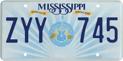 MS license plate ZYY745