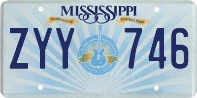 MS license plate ZYY746