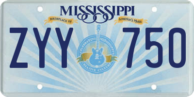 MS license plate ZYY750