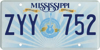 MS license plate ZYY752